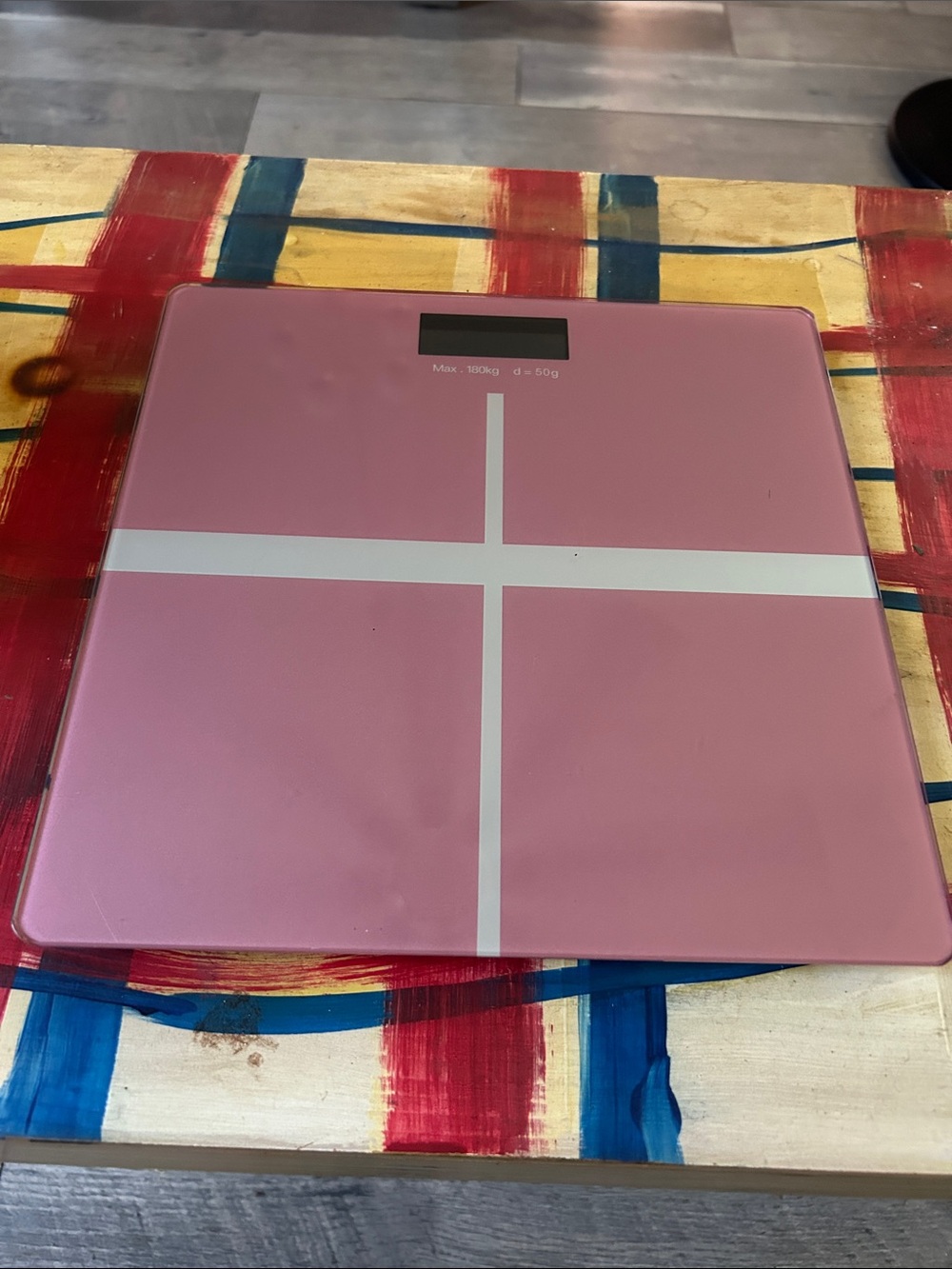 Pink Digital Bathroom Scale with White Cross Accent NWOT